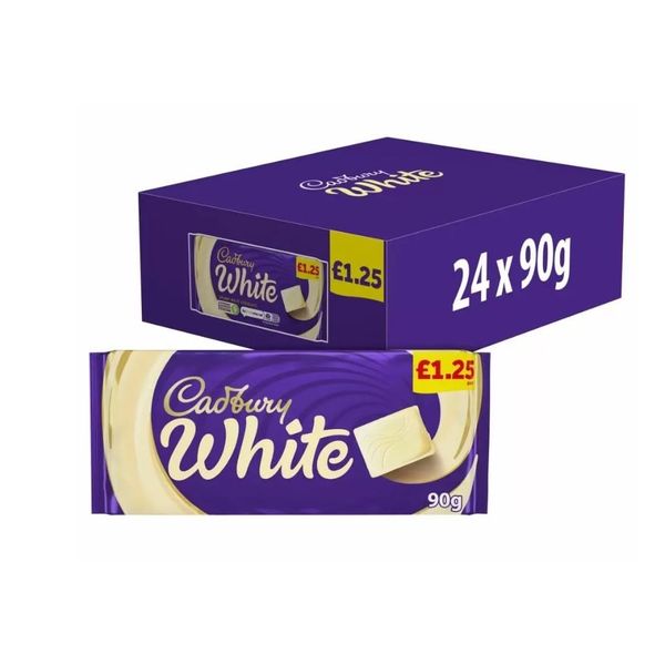 Cadbury White Chocolate Bar 90g x 24 Bars