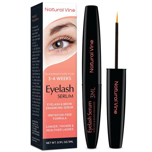 Natural Vine Eyelash and Brow Growth Serum, Irritation Free Formula, Guaranteed Results in 3-4 Weeks for Longer, Thicker, and Fuller Eyelashes
