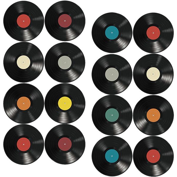 Garneck 16pcs Blank Vinyl Records Fake Records Retro Record Wall Stickers 1950‘s Rock and Roll Aesthetic Room Decor for Music Party Decor Music Posters