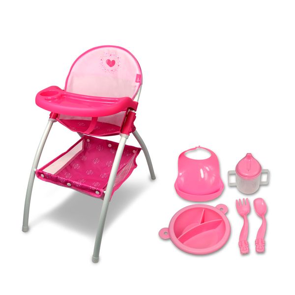 Anivia Baby Doll High Chair, Toy High Chair for Baby Doll, Baby Toy Highchair Doll Chair, Baby Doll Accessories, Baby Doll FurnitureBring a Feeding Tray（Pink）…