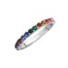 Sterling Silver & Rainbow CZ Crystal Half Eternity Ring - Size Q