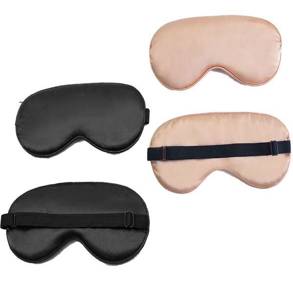 2 Packs Natural Silk Sleeping Mask Soft Eye Mask Sleep Eye Masks Adjustable Strap Blindfold Eyeshade Smooth Sleep Eye Mask Suitable for Sleeping