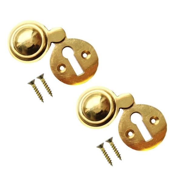 TERF® Polished Brass Victorian Escutcheon Covered 35mm Keyhole Cover Escutcheon including Fixing Screw - Pack of 2