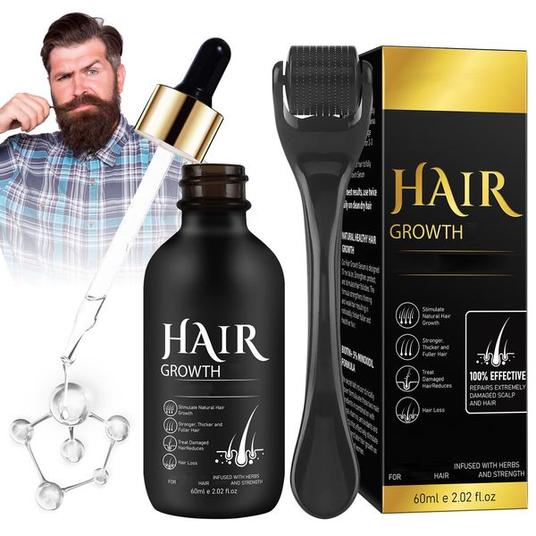 TECHEEL Beard Oil Men's Beard Growth Oil Beard Growth Kit with Beard Roller Beard Growth Serum Beard Oil Man Beard Growth Promoting Serum Beard Growth Serum for Men