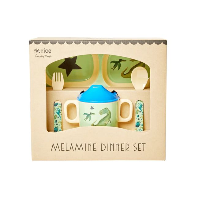 Melamine Baby Dinner Set in Gift Box - Dinosaurs Print - 4 pcs.