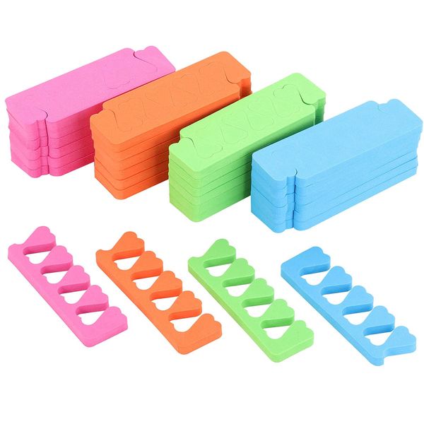 48pcs Sponge Toe Separators Pedicure Set for Nail Polish- Premium Nail Art Painting and Polishing Tool Kit, 4 Funy Color