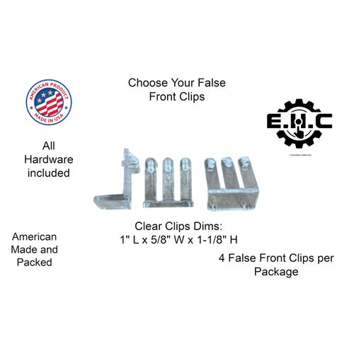 False Front Clips/Clear or White Mount Your Fake Drawers and Fake Cabinet Fronts to Frames. (Choose Your False Front Clips) 4 Clips per Pack with All Hardware Included by E.H.C. (Clear)