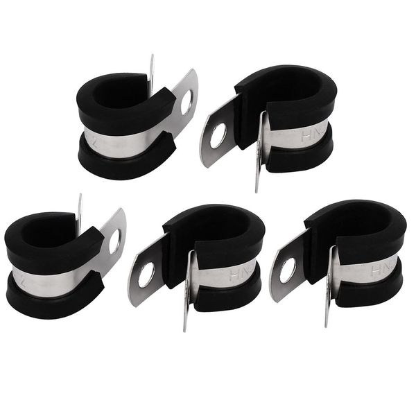 sourcingmap 12mm Dia EPDM Rubber Lined P Clips Cable Hose Pipe Clamps Holder 5pcs