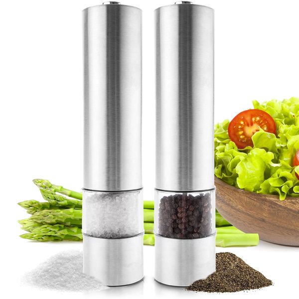 Salt and Pepper Grinder Set (UK Company) Set of 2 Electric Grinder Mill