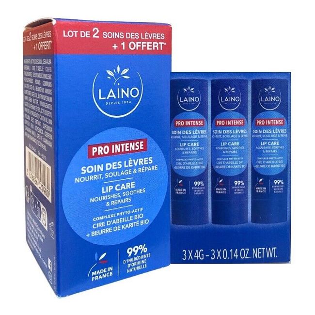 Laino Pro Lip balm Intense Lip Care for Chapped stick x 3 pack, Exp 03/2026