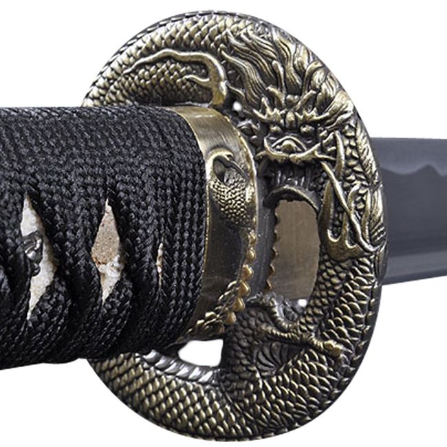 Handmade Sword - Aluminium Alloy Unsharpened Iaido Training Katana/Wakizashi Sword, Handmade, Full Tang, Black Scabbard (Dragon Wakizashi)