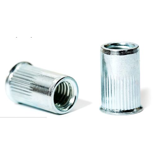 M6 x 17.5mm Reduced Countersunk Head Open End Blind Rivet Nuts Cylindrical Grooved Shank Metric AN320 Zinc Plated Steel Threaded Insert Nutsert Rivnuts (Pack of 20)