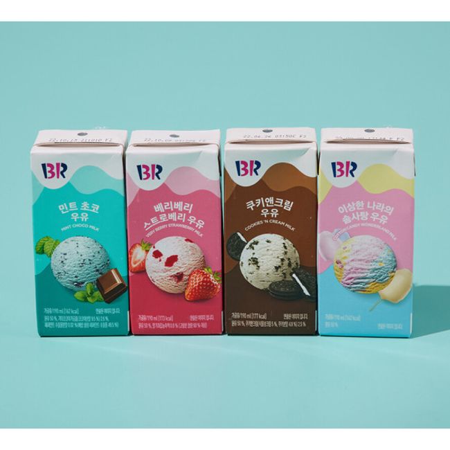 4 kinds of milk 24 packs (190ml) (Cookies and Cream Wonderland Cotton Candy Strawberry Mint Choco, etc.), 4 kinds of milk 24 packs (190ml) (Cookies and Cream Wonderland, Strawberry 24 packs)