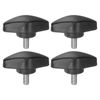 HARFINGTON 4pcs Tee Wing Knobs Thumb Screws M5 x 10mm Standard Male Thread Plastic T Knobs Handles Hand Clamping Knobs Grip Thumbscrew, Black