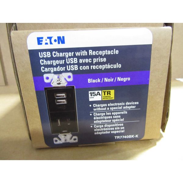 Eaton TR7740BK-K USB Charger with Receptacle Black Taper Resistant TR7740 New