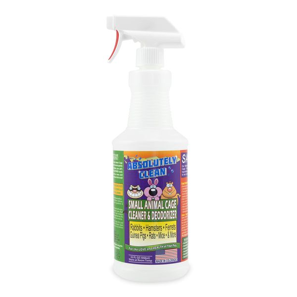 Amazing Small Animal Cage Cleaner, Just Spray/Wipe, Easily Removes Messes & Odors - Hamster Cages, Mice, Rat Cage, Guinea Pig Cage, Rabbit Cage, Ferret Cage, Dog Cage - USA Made