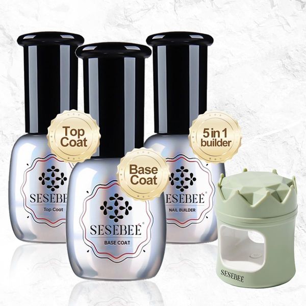 15ml Gel Top Coat and Base Coat Set, No Wipe Top Coat Base Coat Soak Off Set LED Lamp Dry Clear Shine Gloss Mirror Long Lasting Nail Art Gel Polish Resin Tested Formul (5 in 1 Nail Glue Base Coat)