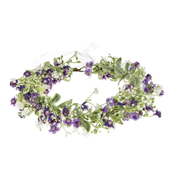 June Bloomy Bridal Flower Crown Women Rose Floral Headband Maternity Photo Prop Baby Shower Leaf Hair Wreath (B-Purple)