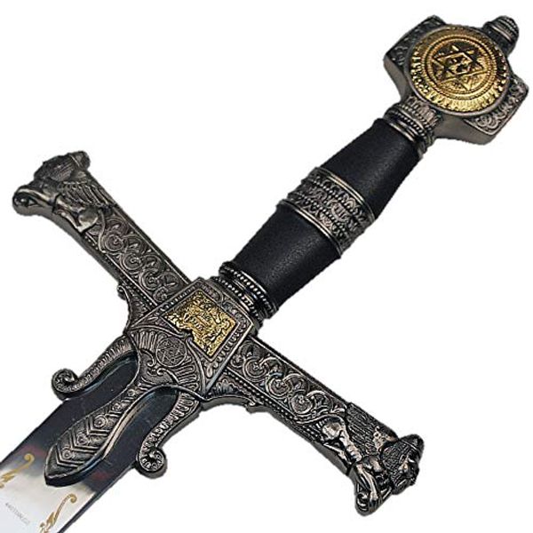 King Solomon Sword w/Star of David with Display Plaque (Silver Handle)