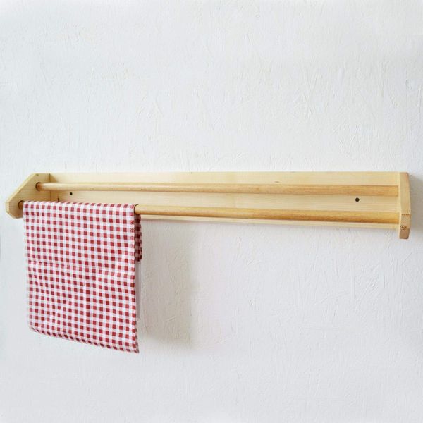 Solid Wood Pine Wall Mounted Towel Rail Holder Rack 100 cm