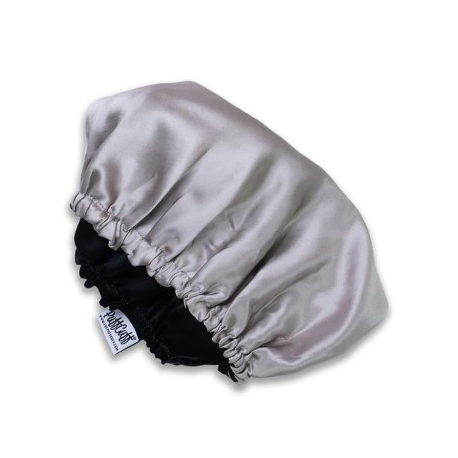 PuffCuff 100% Silk Handmade Jumbo Bonnet I No-Slip, Gentle on Thick Curly Hair and Stays in Place for Stylish Hairstyle I Ideal for Hair Treatment and Sleeping I Gray I 1 Piece