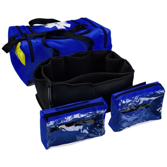 Primacare KB-4135-B First Responder Bag for Trauma, 22"x14"x5", Professional Compartment Kit Carrier for Emergency Medical Supplies, Blue