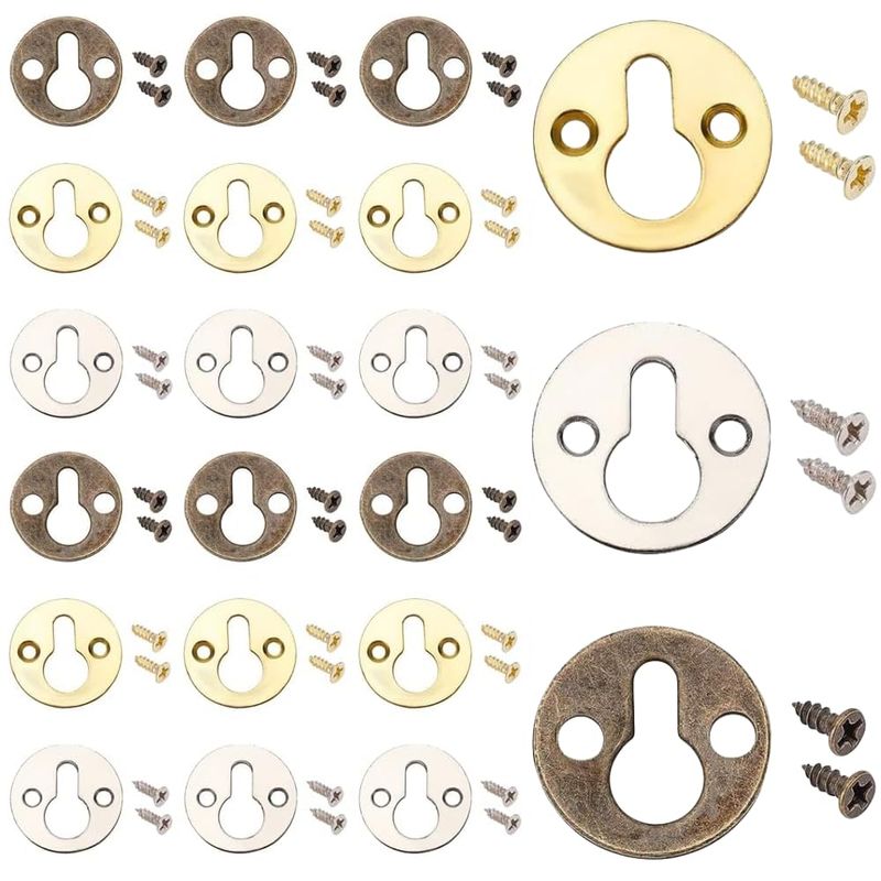 60 Sets Round Keyhole Shelf Brackets Hangers Flat Round Keyhole Hangers ...