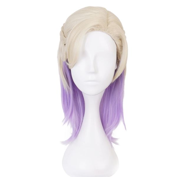 Twisted-Wonderl& Vil Schoenheit Blonde Purple Cosplay Wig for Women Men Short Hair Cos Anime Party Wig Halloween,Christmas,Comic