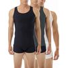 Underworks Mens Microfiber Compression Tank 3-Pack, XLarge, White Black Dark Grey