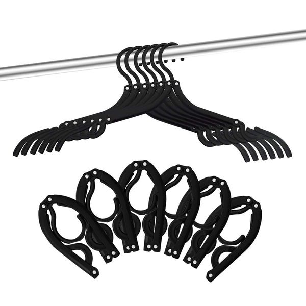 12 PCS Travel Hangers - Cruise Ship Essentials Portable Folding Clothes Hangers Travel Accessories Foldable Clothes Drying Rack for Travel (Black)