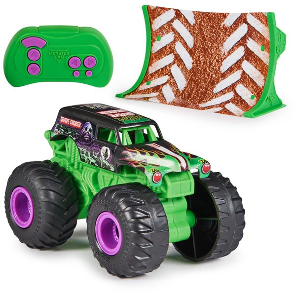 Monster Jam, Official Grave Digger Remote Control Monster Truck 1:64 Scale, Includes Ramp, RC Cars Kids’ Toys For Boys And Girls Ages 4 And Up