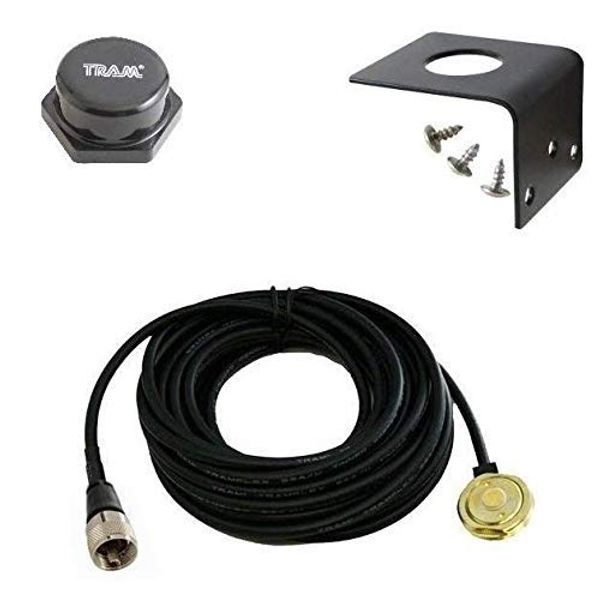 Tram 1250 NMO 3/4" Antenna Mount with 17 feet RG58 Coax Cable, Rain Cap and L Bracket.