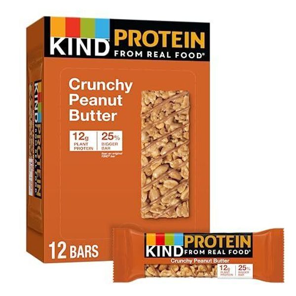 KIND Protein Bars Crunchy Peanut Butter Healthy Snacks Gluten Free 12g Protei...