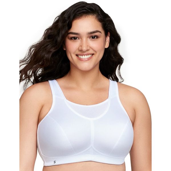 Full Figure Plus Size No-Bounce Camisole Sports Bra Wirefree #1066 White