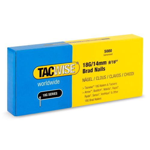 TACWISE 1724 Type 18G / 14 mm Galvanised Brad Nails, Pack of 5000