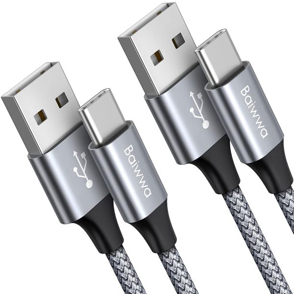 Baiwwa USB Type C Cable (3 m 2 pieces) Baiwwa USB-A to USB-C Rapid Charging Cable, Long QC3.0 Compatible, Type c Cable, High Speed Data Transfer, Xperia XZ2, XZ3, XZ1, Galaxy Note 10, 9, 8, A21, A22,