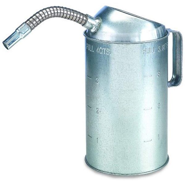 LUMAX LX-1526 Silver 2 Quart Galvanized Measure Can with Flex Spout. Galvanized Steel Construction for Durability. Durable Galvanize Finish to Resist Rust.