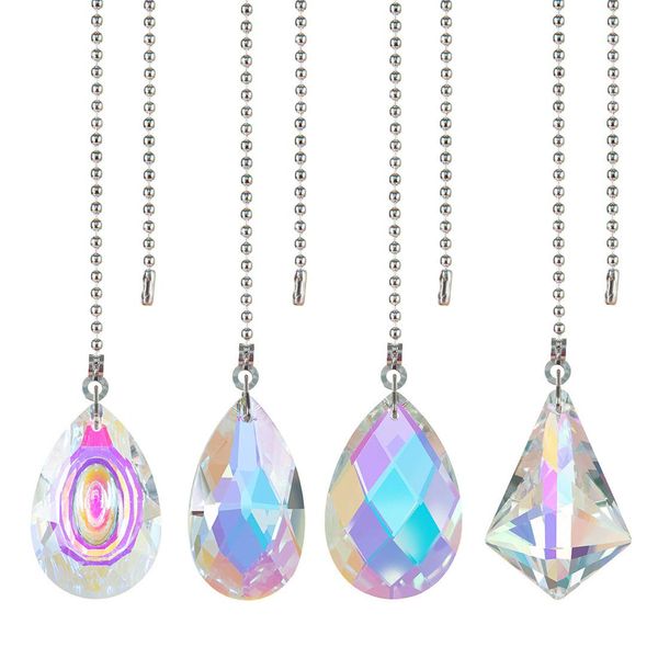 Set of 4 Crystal AB Coating Ceiling Fan Pull Chain Extender Prisms Drop Gifts