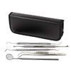 5 Pcs Oral Hygiene Kit Plaque Remover Professional Dental Picks for Teeth, Scraper, Serrated Tweezers, Mouth Mirror, Double Ended Picks for Gum Care Cleaning Set Stainless Steel with Carrying Case