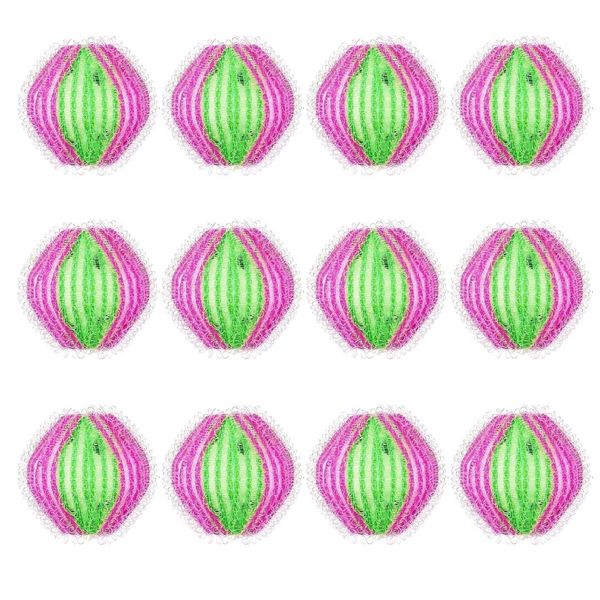 Blissify Washing Machine Lint Filters (Pack Of 12) – Pink Micro-Circle Bristle Pet Hair Catcher for Washing Machine - Reusable Hair Remover Lint Balls - Washing Machine Laundry Balls