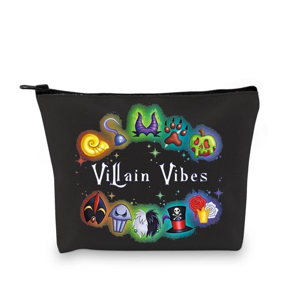 Villains Inspired Gift Villain Lover Gift Villain Vibes Make-up Tasche mit Reißverschluss Halloween Evil Kosmetiktasche Villain Witch Survival Kit, Villain Vibes Bag Eu, Kosmetiktasche mit Aufdruck