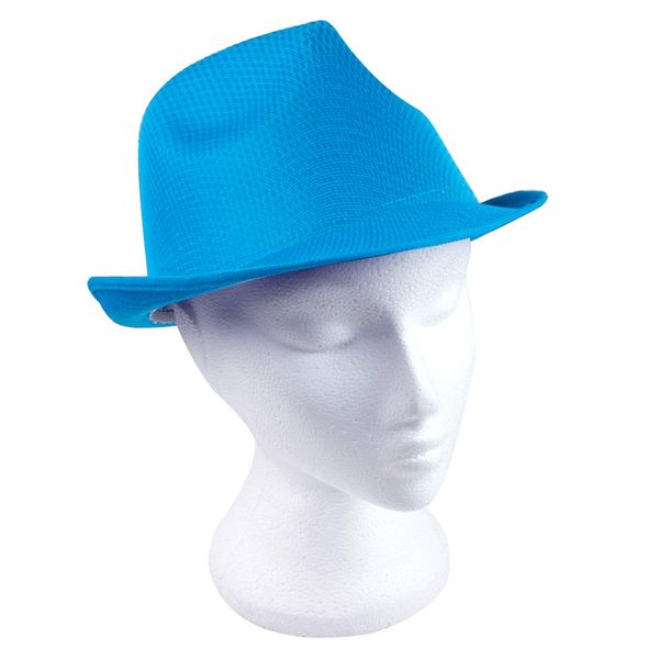 eBuyGB Panama Trilby Style Fedora Sun Mens Ladies Bowler Hat Ideal for Holiday Fancy Dress Party Jazz Gangster, Light Blue, Pack of 1