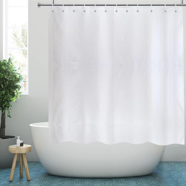 YISURE Weighted Shower Curtain 160 Drop, White Waterproof Fabric Short Shower Curtain for Bathroom, 180x160cm/71 x63