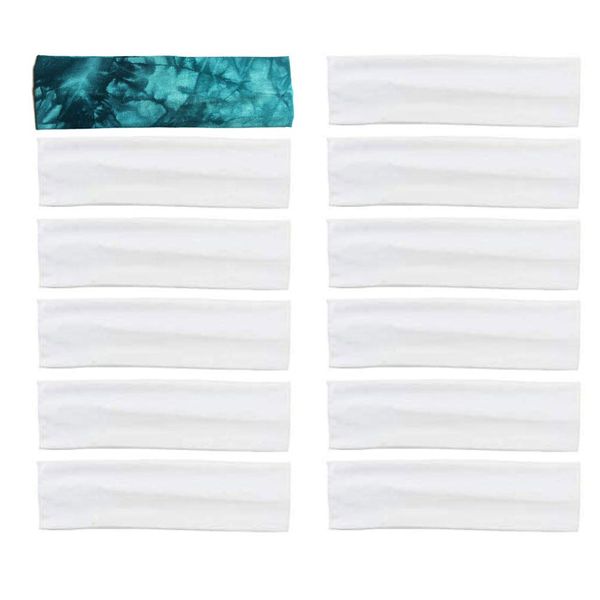 LIGONG 12PCS White DIY Tie Dye Headband Yoga Headbands Wide Headband Sweatband for Tie Dye DIY Plain Hair Scrunchie Elastic Headband (White)