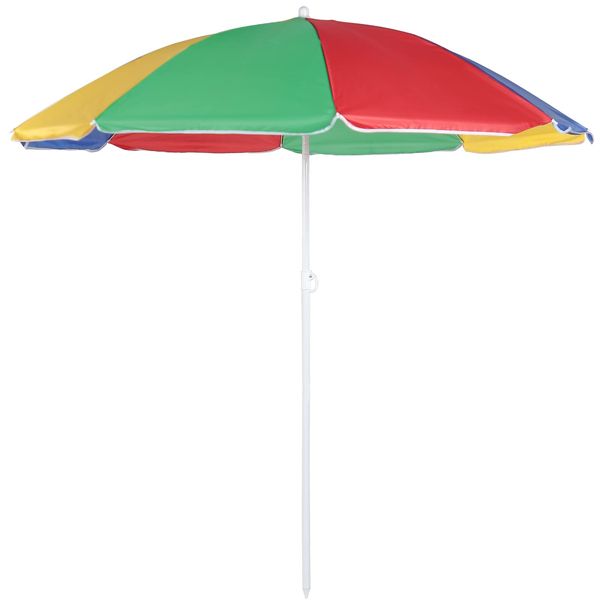 Unibos 5.3ft/1.6m Garden Parasol Umbrella Outdoor Sun Shade For Beach/Pool/Patio Umbrellas Tilting Function Multi Coloured Protection UPF40