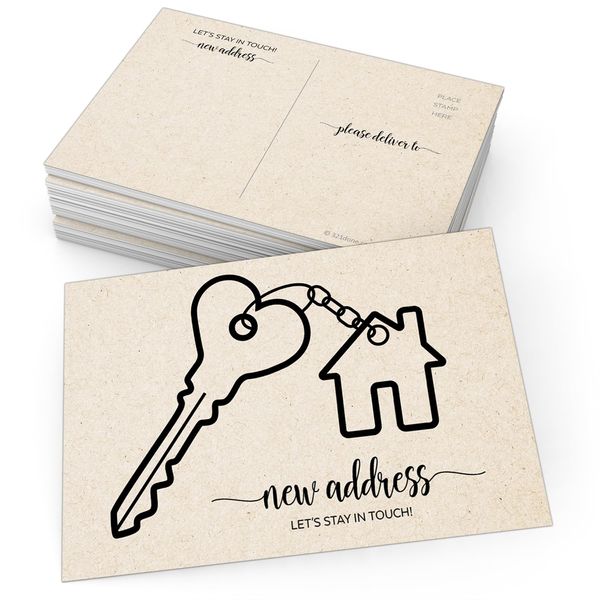 321Done We've Moved Postcards, Made in USA - 4x6 Tan, Change Of Address Cards, Moving Announcement for New Home, House Warming Gifts, Realtor Gifts For Clients - Set of 50