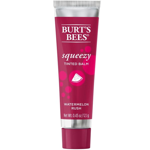 Burt's Bees 100% Natural Origin Squeezy Tinted Lip Balm, Watermelon Rush, 0.43 Ounce Squeeze Tube (Pack of 3)