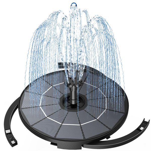 AISITIN Solar Springbrunnen für Außen mit 2.8W Abnehmbares Solarpanel,2 IN 1 DIY Solarbrunnen für Draussen mit Feste Halterung, Teichpumpe mit 6 Effekten für Garten,Teich,Vogelbad,DIY Wasserspiel