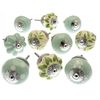 Mango Tree Hand Painted Door Knobs in Pale Mint Green and White Spots, Stripes and Hearts - 10 Pack