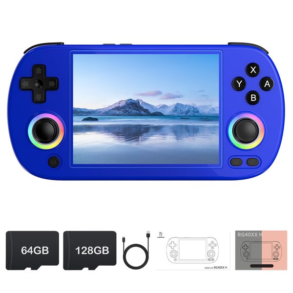 RG40XX H Retro Handheld Game Console, Linux OS Built-in 64G+128G TF Card Retro Video Games Consoles 4.0 Inch IPS Screen Portable Pocket Video Player 10000+ Games (Blue)